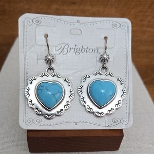 Brighton Silver and Blue Heart Earrings